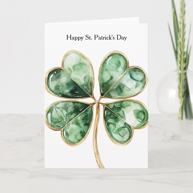 Cartão Green Gold Shamrock St. Patrick's Day (Frente)