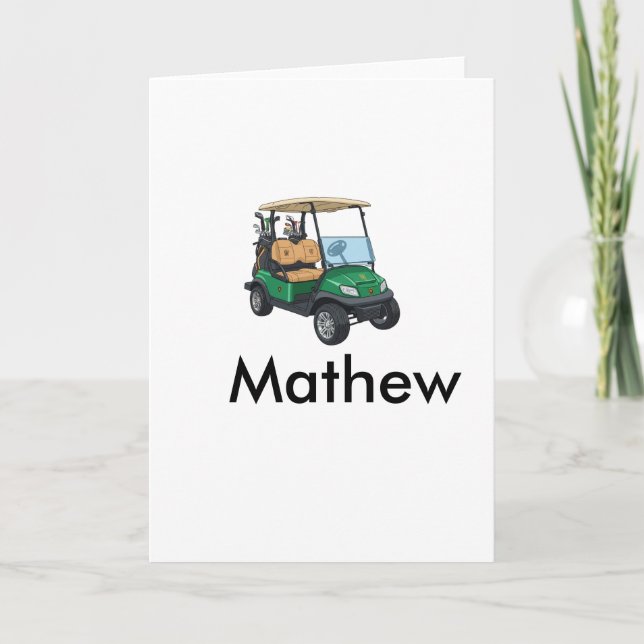 Cartão Green golf car name man sports boy gifts letter  (Frente)