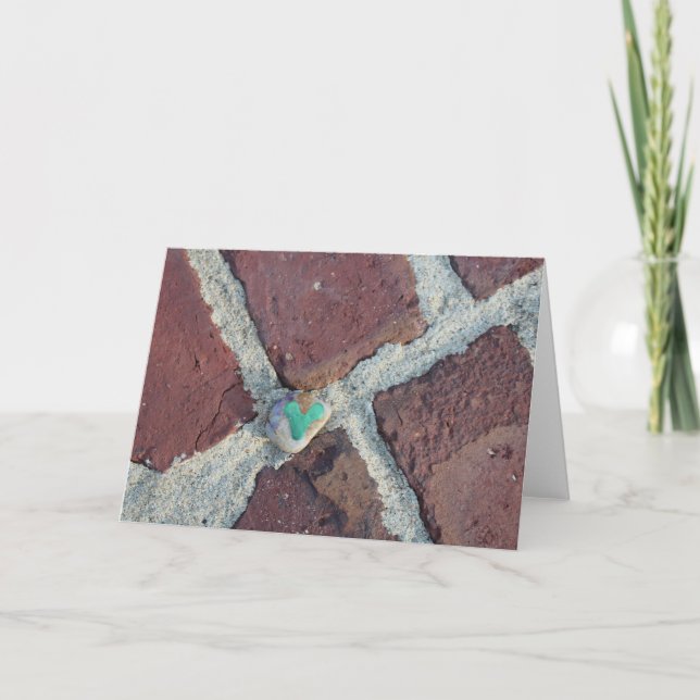 Cartão Green Heart Rock em Pella, Iowa Brick (Frente)