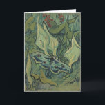 Cartão Green Peacock (Imperador) Moth, de Vincent van Gog<br><div class="desc">O excelente Peacock Moth ou Imperador Moth, de Vincent van Gogh, é uma pintura de apos impressionismo de arte antiga que se caracteriza pela natureza. Um imperador gigante Moth está voando entre as flores e plantas de um jardim do quintal. Van Gogh usou borboletas em sua obra como símbolo de...</div>