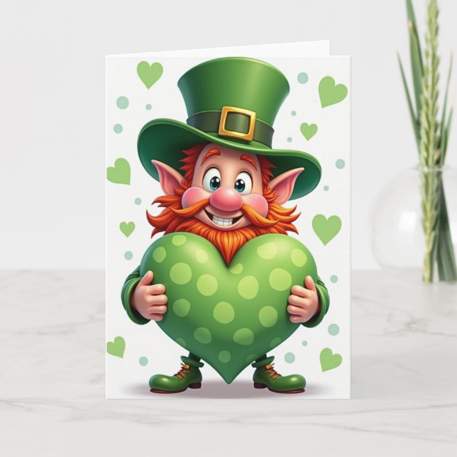 Cartão Green Polka Dot Heart Card (Frente)