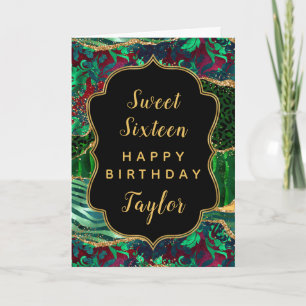 Cartão Green Safari Agate Sweet 16 Happy Birthday