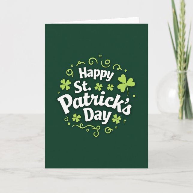 Cartão Green Shamrock Pattern Day Card (Frente)