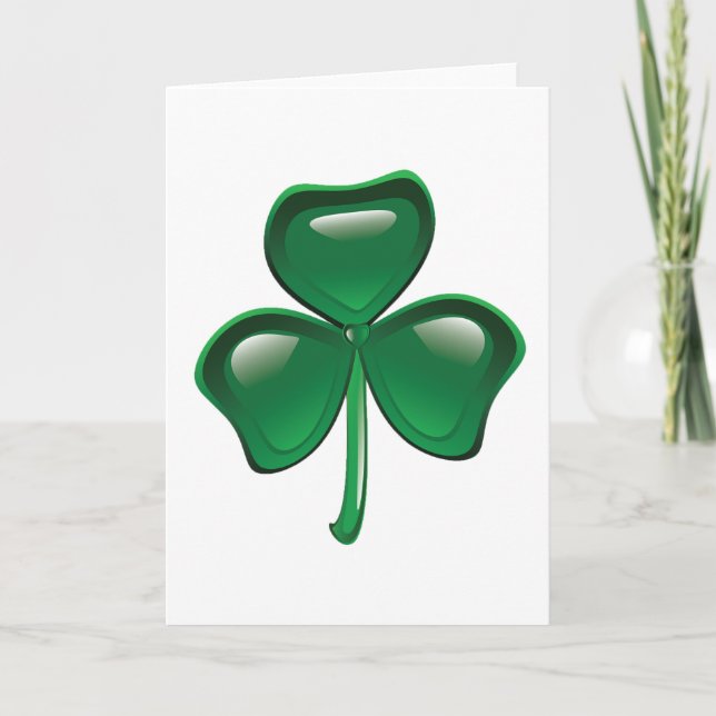 Cartão Green Shamrock Three-Leaf Clover (Frente)