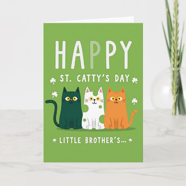 Cartão Green Stripes St Catty Day Card (Frente)