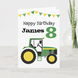 Cartão Green Tractor Personalised Age Birthday Card