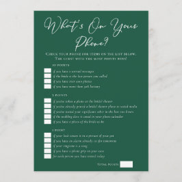 Cartão Green What's On Your Phone Bridal Shower