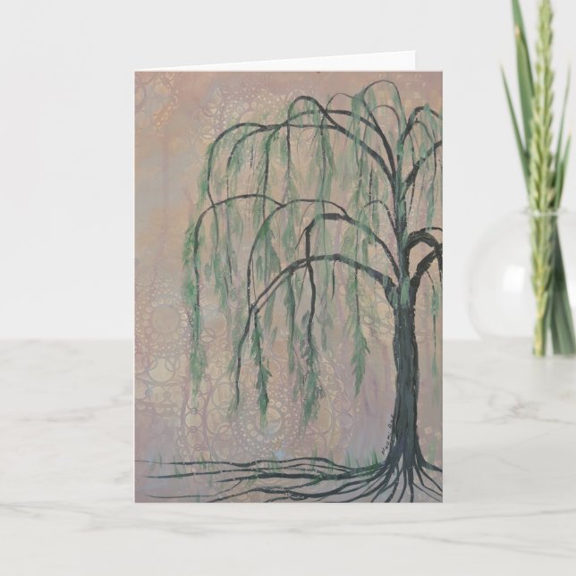 Cartão Green Willow Tree Greeting Card (Frente)