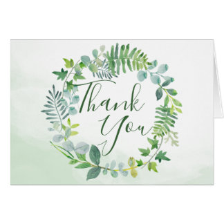 Cartão Greenerage Foliage Wreath Watercolor Obrigado