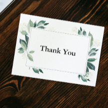 Greenery Folhas e White Floral Elegante Obrigado