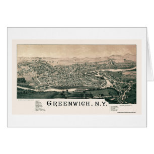 Cartão Greenwich, mapa panorâmico de NY - 1885