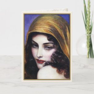 Cartão Greeting Card Art with A Beautiful Gypsy Girl