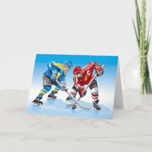 Cartão Greeting Card Ice Hockey Player Face-Off