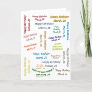 Cartão Greeting Card March, 26 de aniversário
