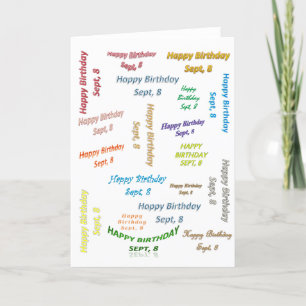 Cartão Greeting Card September,  8 Birthday