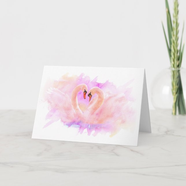 Cartão Greeting Card Swans em Love (Frente)