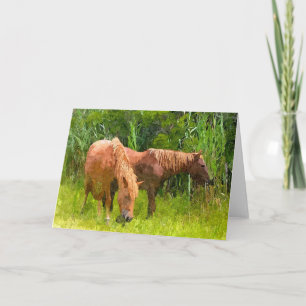 Cartão Greeting Card - Two Wild Ponies at Assateague