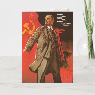 Cartão Greeting Card with Retro Lenin Poster Print