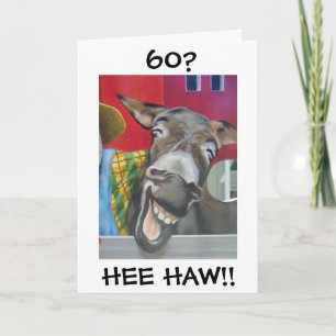 CARTÃO "GREETING DONKEY RINDO" PARA O ANIVERSÁRIO "60"