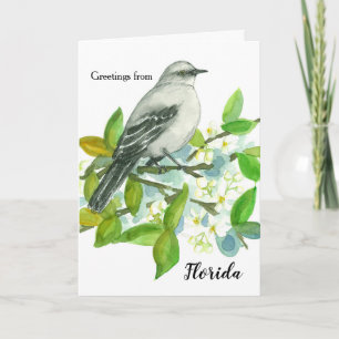 Cartão Greetings from Florida Mockingbird Blank
