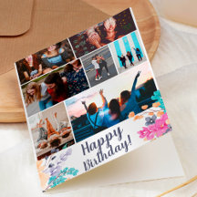 grelha de fotografias de aniversário de cor da águ