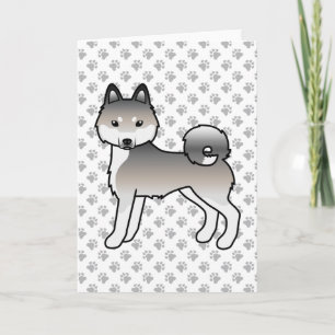 Cartão Grey And White Alaskan Klee Kai Cute Cartoon Dog