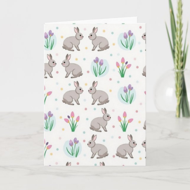 Cartão Grey Animal Pattern Spring Card (Frente)