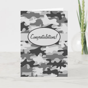 Cartão Grey Black Camo Camouflage Congratulations Custom