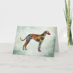Cartão Greyhound Dog Floral Em Verde