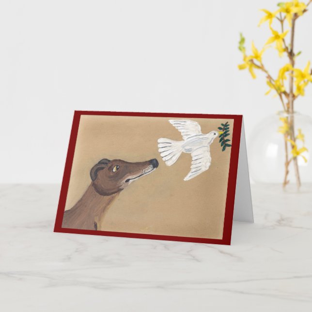 Cartão Greyhound e Pombo (Flor Amarela)