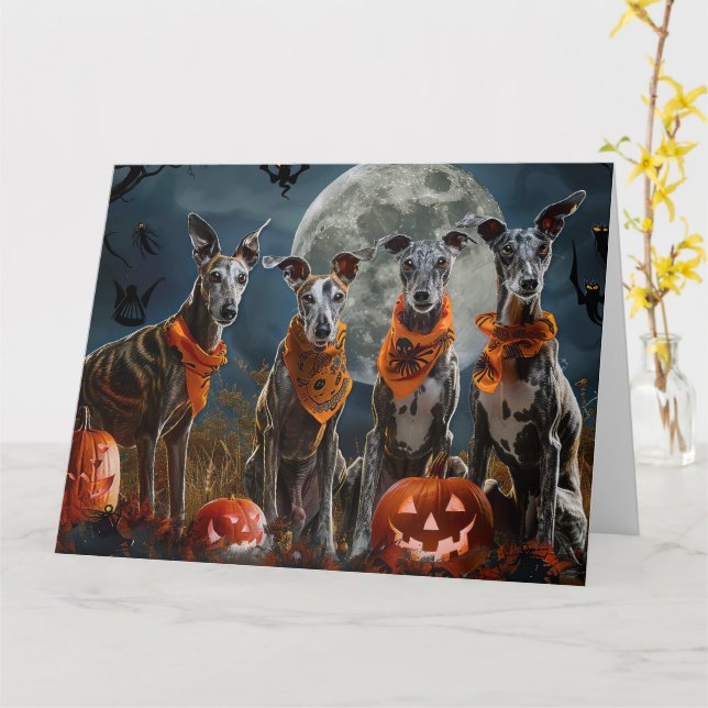 Cartão Greyhound Halloween Spooky (Flor Amarela)