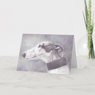 Cartão Greyhound Pencil Portrait Dog Art Greeting Card