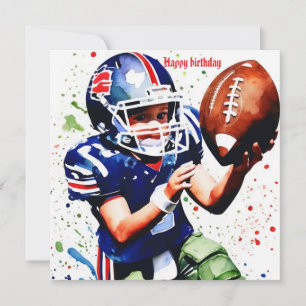 Cartão Gridiron Watercolor Splash Aniversário