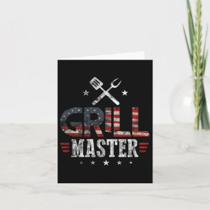 Cartão Grill Master Usa Flag Patriótico Barbeque Churrasc