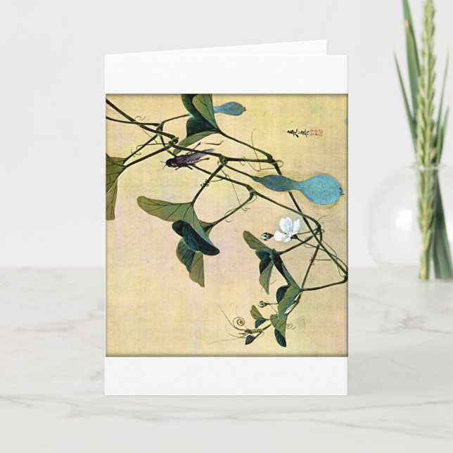 Cartão Grilo em uma arte Ukiyo-E de Woodblock do japonês (Frente)