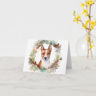 Cartão Grinalda de Natal Basenji Pupila Festiva