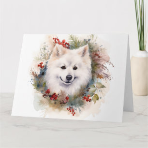 Cartão Grinalda de Natal do Cão Eskimo Americano Festivo
