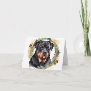 Cartão Grinalda de Natal do Rottweiler Cãozinho Festivo
