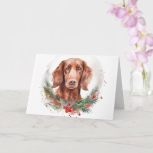 Cartão Grinalda de Natal do Setter Vermelho Irlandês Cão