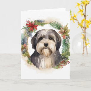 Cartão Grinalda de Natal do Terrier Tibetano Cachorro Fes