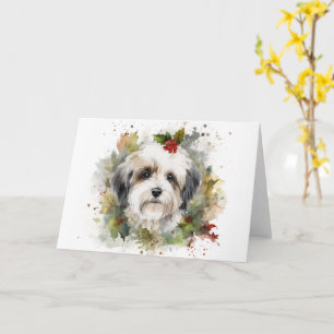 Cartão Grinalda de Natal Havanese Cachorrinho Festivo