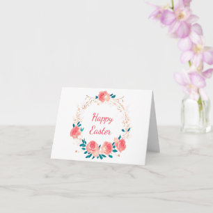 Cartão Grinalda de rosa cor-de-rosa aquarela personalizad