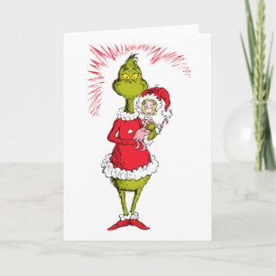 Cartão Grinch segura Cindy Lou Quem