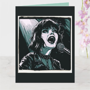 Cartão Grite Alto Punk Rocker Retro Vintage Verde Azulado