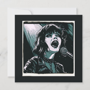Cartão Grite Alto Punk Rocker Retro Vintage Verde Azulado