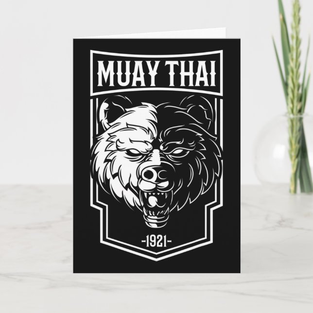 Cartão Grizzly Muay Thai - Presente de Boxe Tailandês e K (Frente)