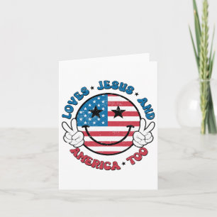 Cartão Groovy ama Jesus e América a Deus, cristão 4
