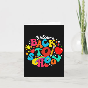 Cartão Groovy Bem-Vindo Ao Ensino Do Lápis Arco-Íris Da E