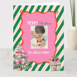 Cartão Groovy Christmas Tree Doodle Photo 