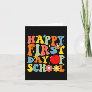 Cartão Groovy Feliz Primeiro Dia Da Escola De Volta À Esc